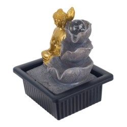 Signes Grimalt By SIGRIS - Fuente buda con luz Dorado de Resina | Fuente Fuente Con Buda Fuente Decorativa 22x18x21cm