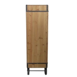 By SIGRIS Mueble Mesita con Ruedas Marrón de Madera 132X36X48cm Mueble Auxiliar Aparador Industrial Aparador Rustico