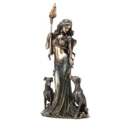 By SIGRIS Figura Diosa Griega Hecate Gris de Resina 33X12X15cm Figura Bronce Figuras Decorativas Decoracion Original