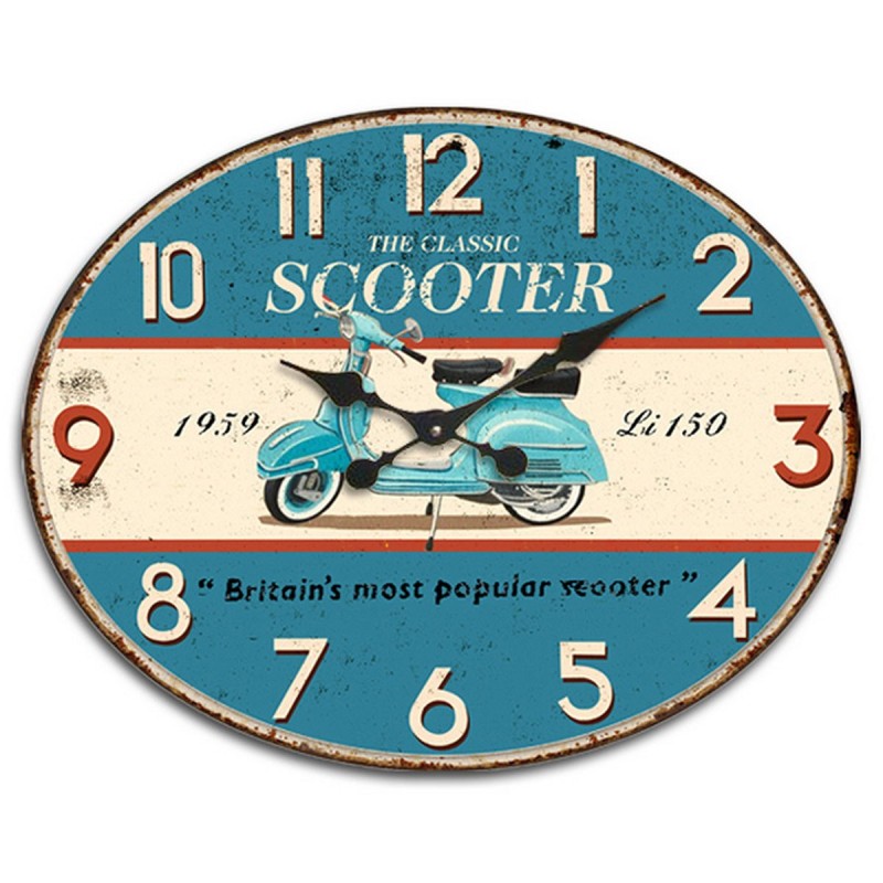 Signes Grimalt By SIGRIS - Reloj Pared Scooter Azul de Mdf | Reloj Reloj Vintage Pared Reloj Pared Vintage 39x1x49cm