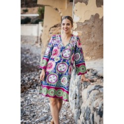 Isla Bonita by SIGRIS - Kurta | Vestido Corto de Verano para Mujer Fabricado en Algodón - Vestido Playero Estampado