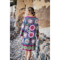 Isla Bonita by SIGRIS - Kurta | Vestido Corto de Verano para Mujer Fabricado en Algodón - Vestido Playero Estampado