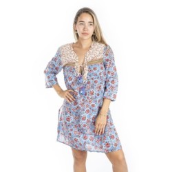 Isla Bonita by SIGRIS - Kurta | Vestido Corto de Verano para Mujer Fabricado en Algodón - Vestido Playero Estampado