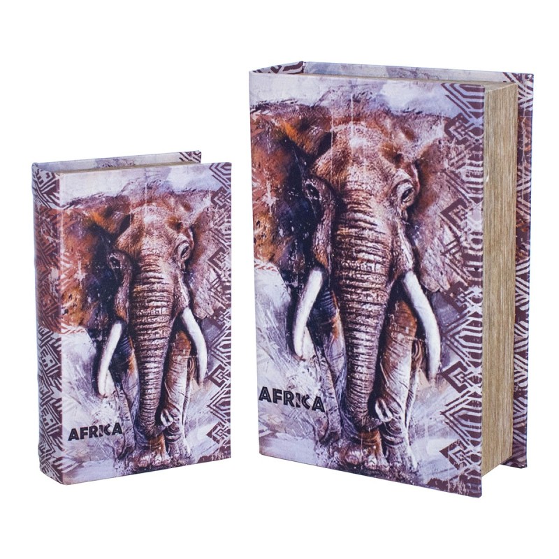 Signes Grimalt By SIGRIS - Caja Libro Elefante 2 Unidades Gris de Mdf Forrado Poly | Cajas de libro Libros Decorativos Caja Libr