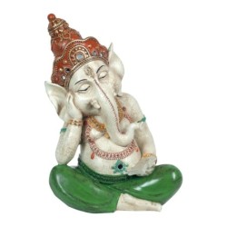 Signes Grimalt By Sigris - Figuras Decorativas | Figura Dios Ganesha Durmiendo -  30,5 x 14 x 21  cm | Color: Verde