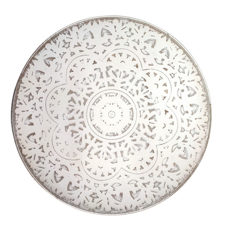 Signes Grimalt By SIGRIS - Plato con Mosaico Blanco de Mdf | Plato Decoracion Mesa Salon Decoracion Boho 3x40x40cm