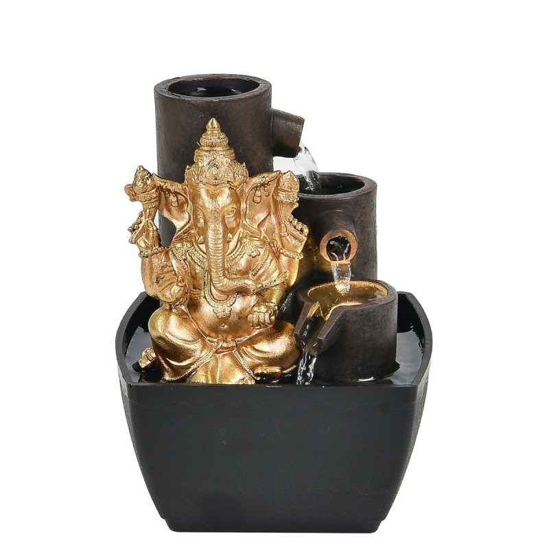 Signes Grimalt By SIGRIS - Fuente Dios Ganesha Dorado de Resina | Fuente Budas De La Suerte Buda Suerte 18x13x13cm