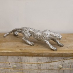 By Sigris - Figuras Decorativas | Figura Decorativa Leopardo Plateado - 13 x 12 x 58  cm Resina | Color: Plateado