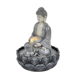 Signes Grimalt By SIGRIS - Fuente buda con luz Gris de Resina | Fuente Budas De La Suerte Buda Suerte 27x20x20cm