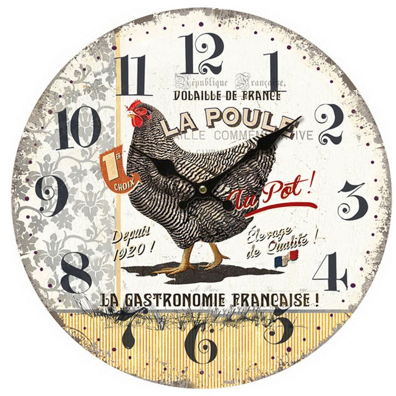 Signes Grimalt By SIGRIS - Reloj Gallina Blanco de Mdf | Reloj Reloj Vintage Pared Reloj Pared Vintage 34x4x34cm