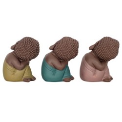 Signes Grimalt By Sigris - Figuras Decorativas | Budas Decorativos - Figuras de Budas, Pack de 3 - 11x8,5x8 cm