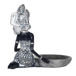 Signes Grimalt By Sigris - Figuras Decorativas | Figura en Resina de Africana en Color Plata - 18 x 11 x 18 cm