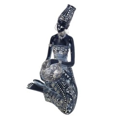 Signes Grimalt By Sigris - Figuras Decorativas | Figura en Resina de Africana en Color Plata - 20 x 10 x 17 cm