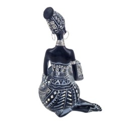 Signes Grimalt By Sigris - Figuras Decorativas | Figura en Resina de Africana en Color Plata - 20 x 10 x 17 cm