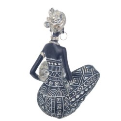 Signes Grimalt By Sigris - Figuras Decorativas | Figura en Resina de Africana en Color Plata - 18 x 11 x 11 cm