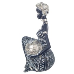 Signes Grimalt By Sigris - Figuras Decorativas | Figura en Resina de Africana en Color Plata - 18 x 11 x 11 cm