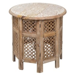 ORIGEN Home Decor - Mesa tallada desmontable  Muebles | Mueble Auxiliar Marrón - 54x52x52 cm