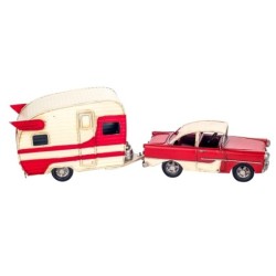 Signes Grimalt  By Sigris - Figura Coche con Caravana  Regalo | Vehiculos Rojo - 13x9x42 cm