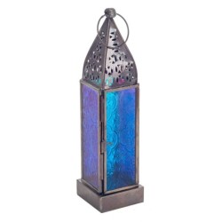 ORIGEN Home Decor - Farol  Decoracion | Jarrones Y Portavelas Azul - 23x6x6 cm