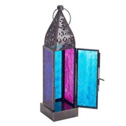 ORIGEN Home Decor - Farol  Decoracion | Jarrones Y Portavelas Azul - 23x6x6 cm