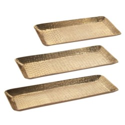 ORIGEN Home Decor - Bandejas decorativas Pack 3 Unidades Decoracion | Bandejas Dorado - 2x15x42 cm