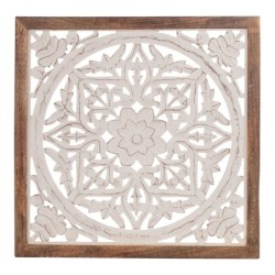 ORIGEN Home Decor - Adorno Mosaico  Adorno Pared | Placas De Madera Blanco - 63x3x63 cm