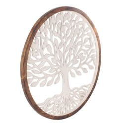 ORIGEN Home Decor - Adorno Árbol Vida  Adorno Pared | Placas De Madera Blanco - 96x4x96 cm