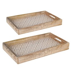 ORIGEN Home Decor - Bandejas decorativas Pack 2 Unidades Decoracion | Bandejas Marrón - 5x27x43 cm