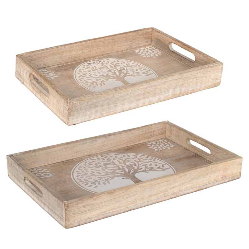 ORIGEN Home Decor - Bandejas Árbol Vida Pack 2 Unidades Decoracion | Bandejas Marrón - 5x27x43 cm