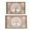 ORIGEN Home Decor - Bandejas Árbol Vida Pack 2 Unidades Decoracion | Bandejas Marrón - 5x27x43 cm