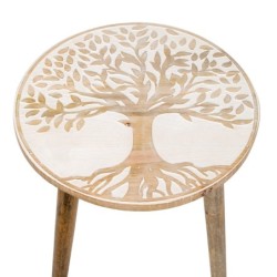 ORIGEN Home Decor - Mesa Rústica Árbol Vida  Muebles | Mueble Auxiliar Marrón - 47x39x39 cm