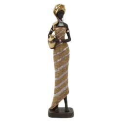 Signes Grimalt  By Sigris - Figura Mujer Africana  Figuras | Africanas Y Elefantes Dorado - 40x8x9 cm