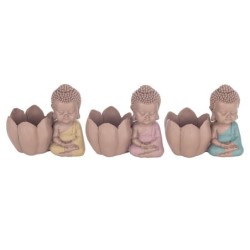 Signes Grimalt  By Sigris - Figura Buda Portavela Pack 3 Unidades Figuras | Budas Marrón - 14x9x15 cm