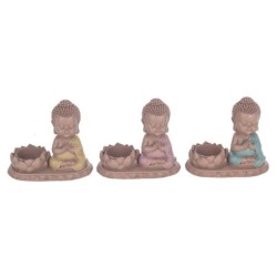 Signes Grimalt  By Sigris - Figura Buda Portavelas Pack 3 Unidades Figuras | Budas Marrón - 11x7x13 cm