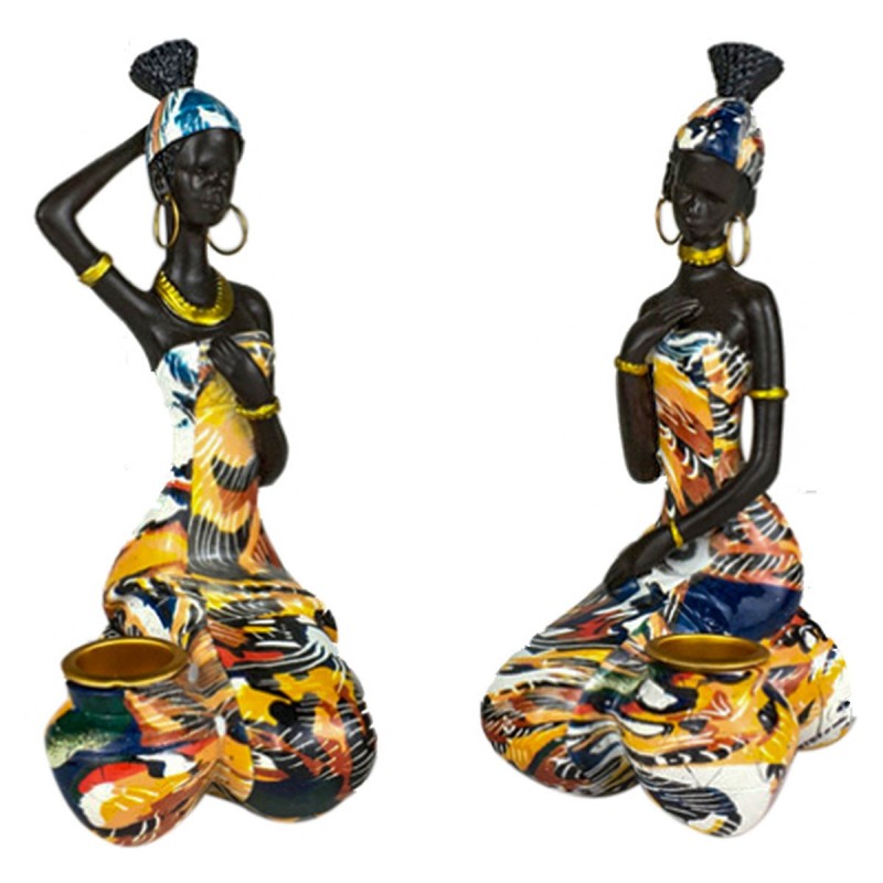 Signes Grimalt  By Sigris - Figura Mujer Africana Pack 2 Unidades Figuras | Africanas Y Elefantes Marrón - 16x6x9