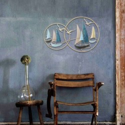 Signes Grimalt  By Sigris - Adorno pared Veleros  Adorno Pared | Apliques Metal Azul - 62x4x99 cm