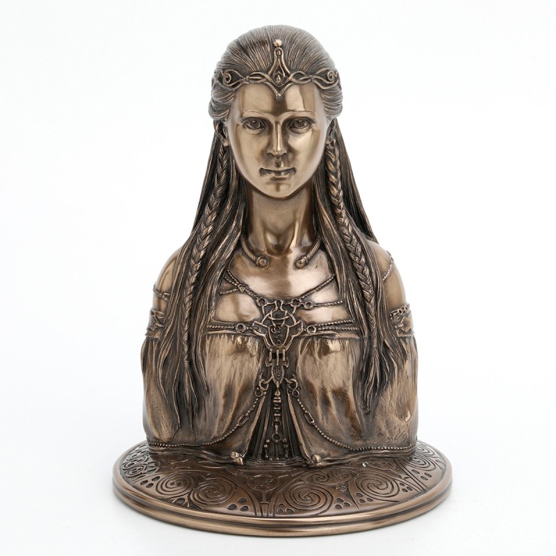 ORIGEN Home Decor - Figura Diosa Danu Celta  Figuras | Bronce Plateado - 18x13x13 cm