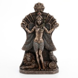 ORIGEN Home Decor - Figura Diosa Ishtar  Figuras | Bronce Plateado - 20x6x12 cm