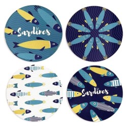 ORIGEN Home Decor - Salvamantel Peces Pack 4 Unidades Cocina | Salvamanteles Azul - 0x20x20 cm