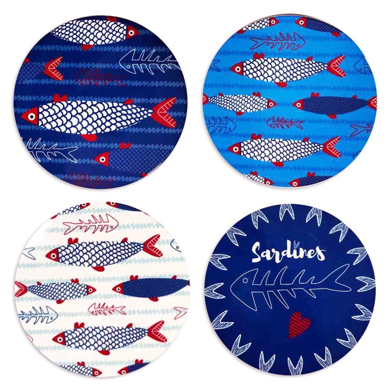 ORIGEN Home Decor - Salvamantel Peces Pack 4 Unidades Cocina | Salvamanteles Azul - 0x20x20 cm