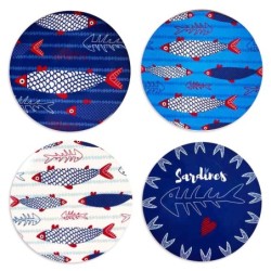 ORIGEN Home Decor - Salvamantel Peces Pack 4 Unidades Cocina | Salvamanteles Azul - 0x20x20 cm