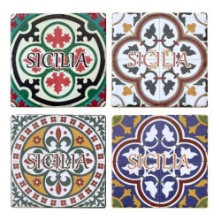 ORIGEN Home Decor - Posavasos hidraulico sicilia Pack 4 Unidades Cocina | Posavasos Multicolor - 0x11x11 cm