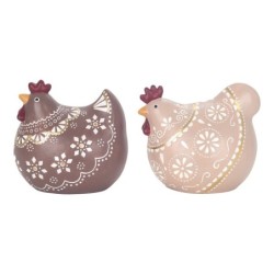 ORIGEN Home Decor Figura Gallina 2 U Animales | Figura de Gallina Multicolor - 14x15x11cm