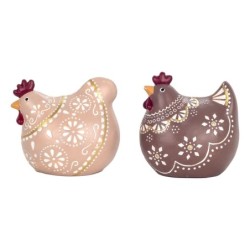 ORIGEN Home Decor Figura Gallina 2 U Animales | Figura de Gallina Multicolor - 10x10x7cm