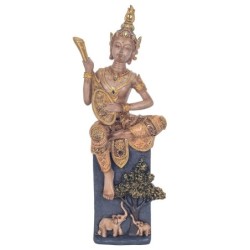 ORIGEN Home Decor Figura Buda Músico Budas | Figura de Buda Dorado - 35x12x9cm