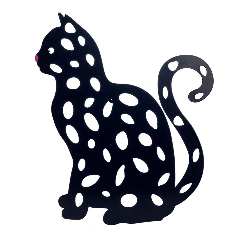 ORIGEN Home Decor Adorno Pared Gato Apliques Metal | Aplique Metal Negro - 32x26x1cm