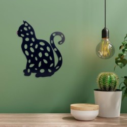 ORIGEN Home Decor Adorno Pared Gato Apliques Metal | Aplique Metal Negro - 32x26x1cm