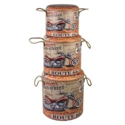 ORIGEN Home Decor - Baúles Route 66 Pack 3 Unidades Muebles | Baules Naranja - 42x40x40 cm