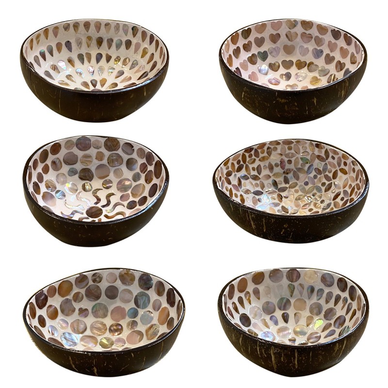 ORIGEN Home Decor Bowl 6 U Bandejas | Cuenco Bol Marrón Redondo - 6x14x14cm