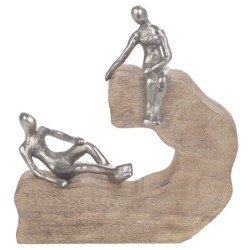 ORIGEN Home Decor - Pareja sentada tronco  Figuras | Varios Marrón - 26x9x24 cm